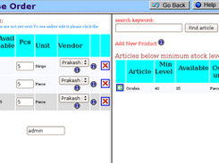 A purchase order form for Pharmacy