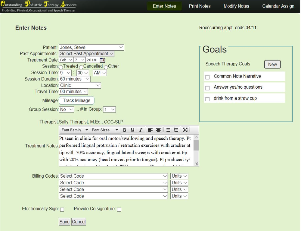eTherapyDocs-Notes