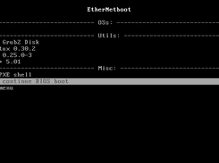 Main EtherNetboot menu