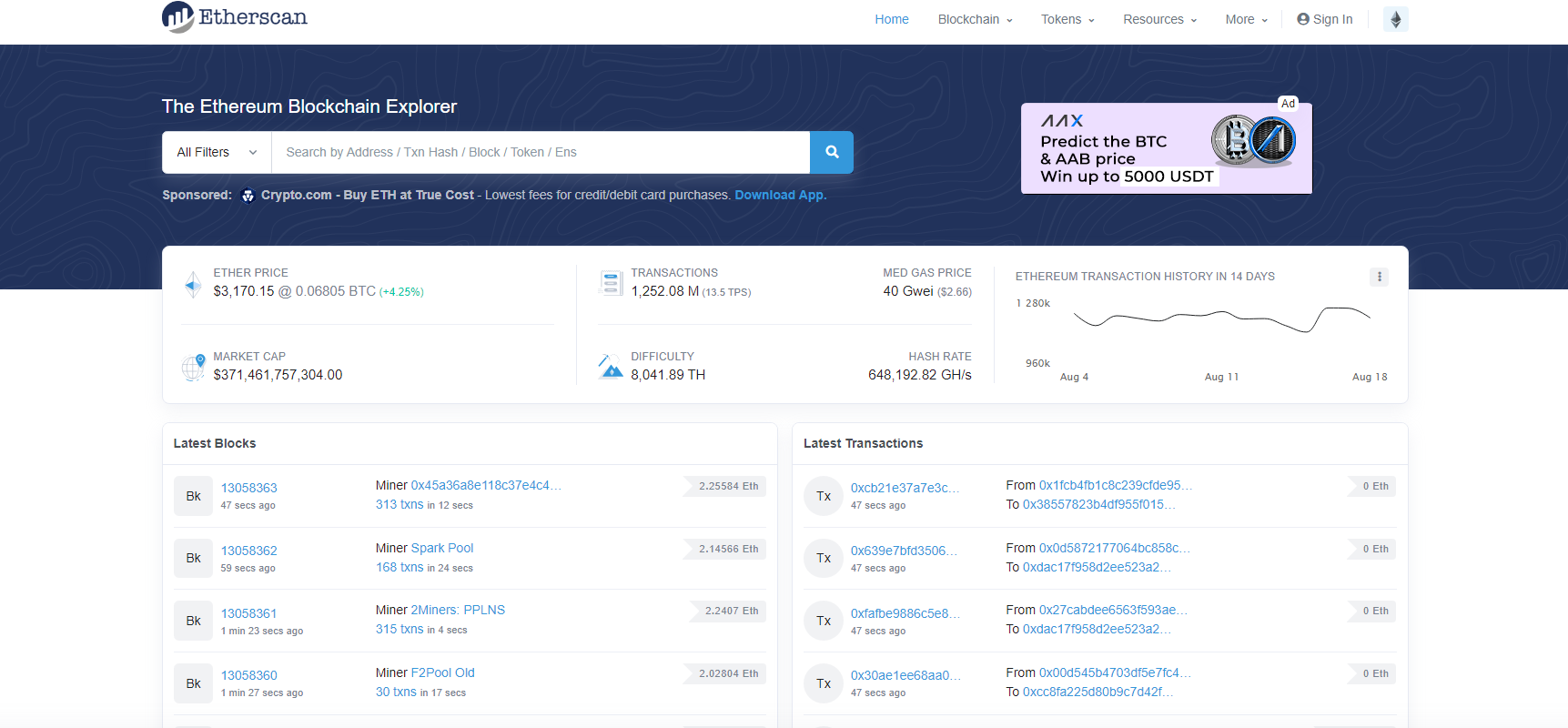 Dune Dashboard vs. Etherscan Comparison