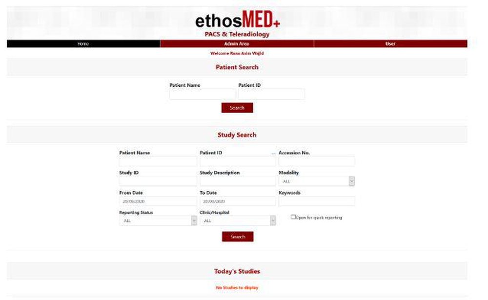 EthosMed PACS & Teleradiology Screenshot 1