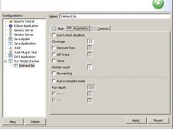 TLC Model Checker arguments can be configured for each run