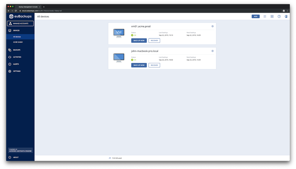 euBackups Screenshot 1
