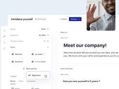 Send new hires multiple documents that need to be signed and cleared before day one. Seamlessly share documents and request e-signatures instantly. Decrease time and cost spent on admin tasks – and quickly get back all important documents from new hires. 