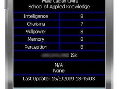 EVE Character Monitor v0.3 running on a Pocket PC emulator