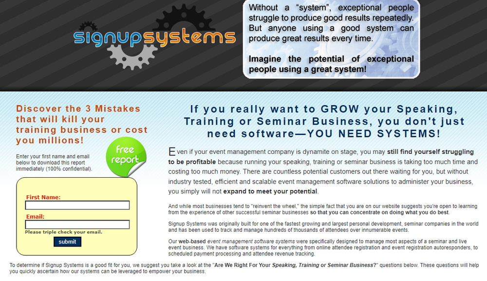 Signup Systems Screenshot 1