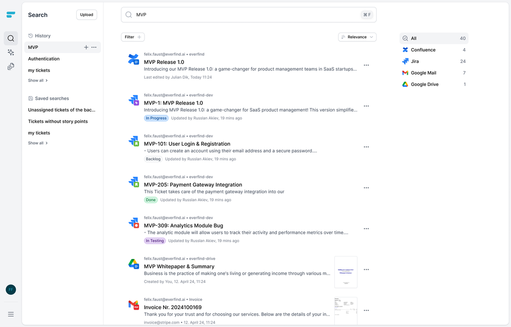 Search through all your apps.