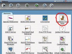 Webmin 'Servers' menu with 'fido-webmin' module