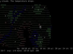 Playing in a terminal window; the overworld map