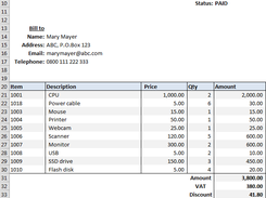 Excel Invoice Screenshot 1