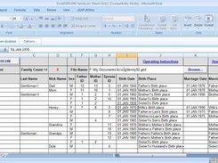 Main Tab Data Input Area & GEDCOM Creating Macro Button