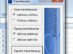 Excel Transliterator / main dialog