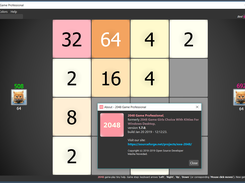 2048 Game Professional for Windows version 1.7.0.0, puzzle field 4x4, professional colors, Help->About dialog