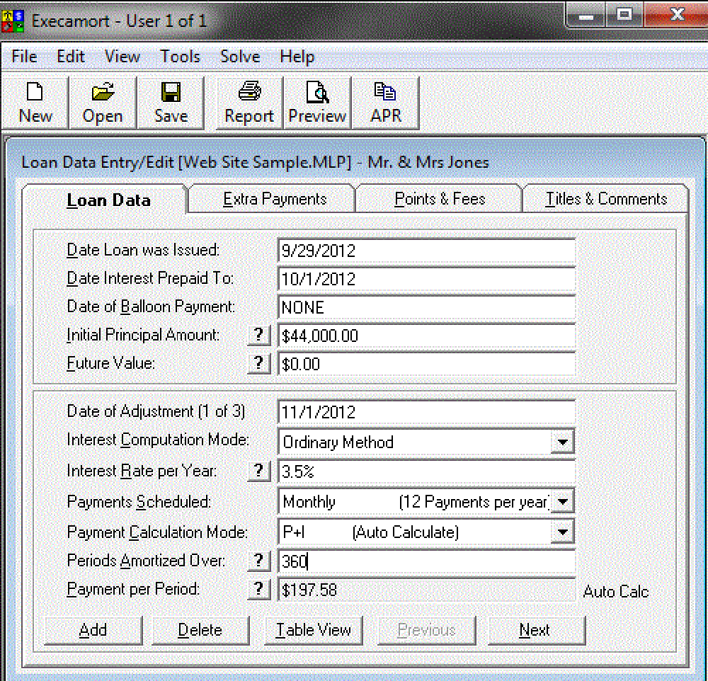 Exec-Amort Loan Amortizer Plus Screenshot 1
