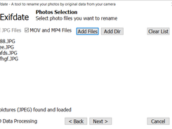 Files selection screen