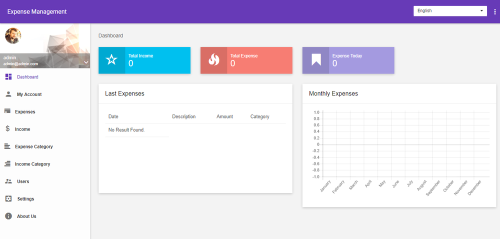 Web Project Builder Expense Management Screenshot 1