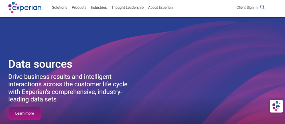 Experian Data Sources Screenshot 1