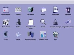 The ExSite "webtop", showing the icons of various plug-ins