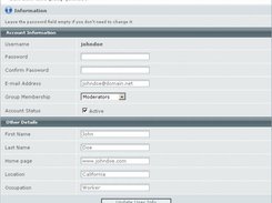 Editing user info in the User Administration section