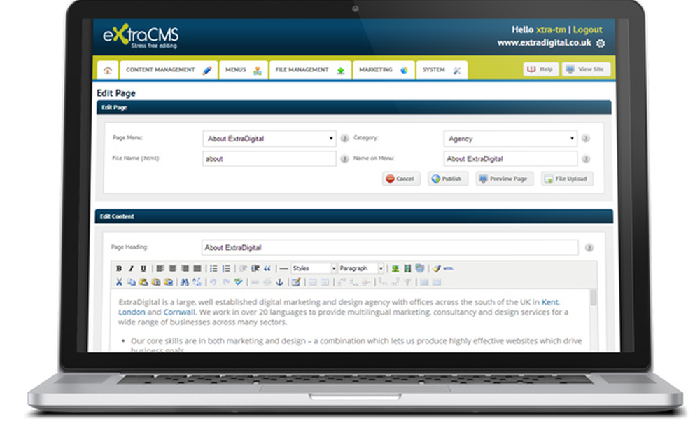 ExtraCMS Screenshot 1