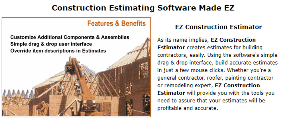EZ Construction Estimator Screenshot 1