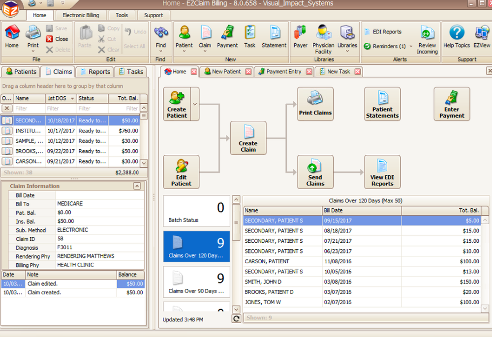 EZClaim Medical Billing Screenshot 1