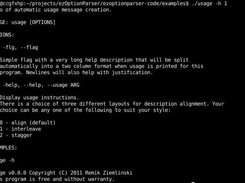 Usage is printed with auto interleaved formatting.