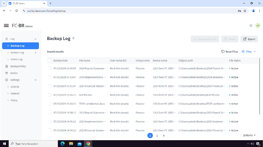 FC-BR Log Management