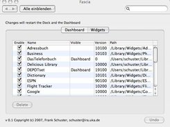 Enable, disable or delete widgets.