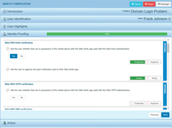 Proofing user with OKTA Push:  This screenshot show the Service Desk Agent in progress of proofing the end-user.