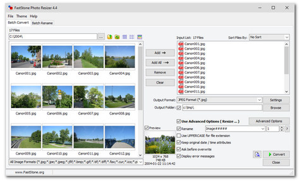 FastStone Photo Resizer Screenshot 1
