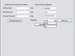 FastWork Control Center, Tab 2, Backing up a MySQL database.