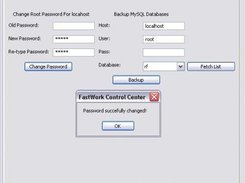 FastWork Control Center, Tab 2, Changing MySQL root`s passw.