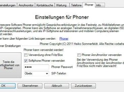 Einstellungen: Phoner