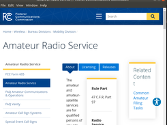 FCC HAM Radio License page