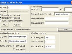 The main dialog box when you start the proxy server
