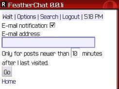 The e-mail options page