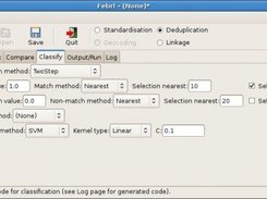 Febrl GUI classification page with unsupervised classifier.