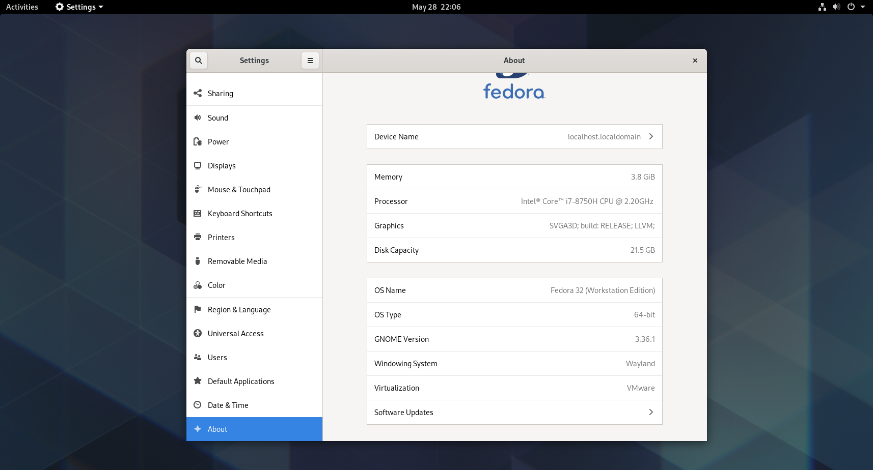 vmware workstation fedora high resolution latop