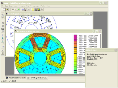 Magnetic bearing analyzed in FEMM