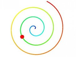 animation screenshot: red dot moves on 2D spiral (in SVG)