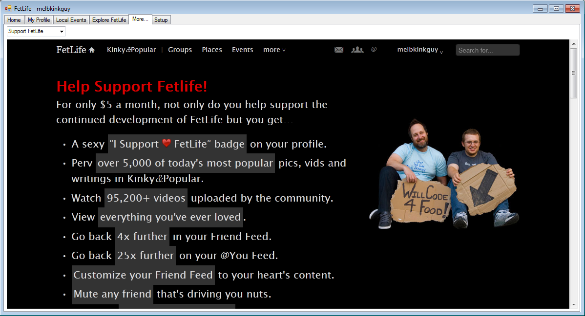 FetLife for Windows.NET