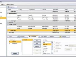 Main window: view with groups and aggregates
