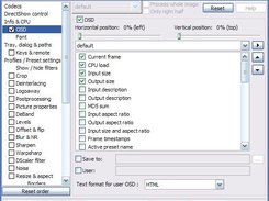ffdshow's on-screen display settings