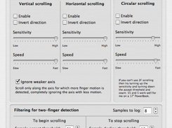 Two finger scrolling configuration pane