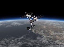 Flightgear Space Shuttle docked to ISS