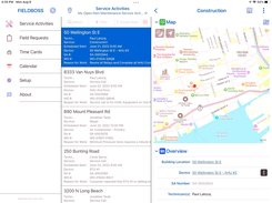 Service activity with map view on tablet