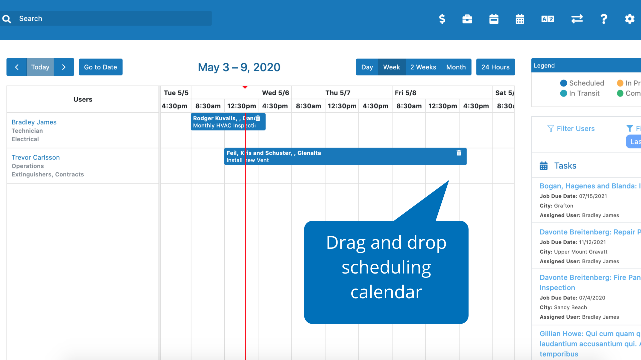 Drag and drop scheduling