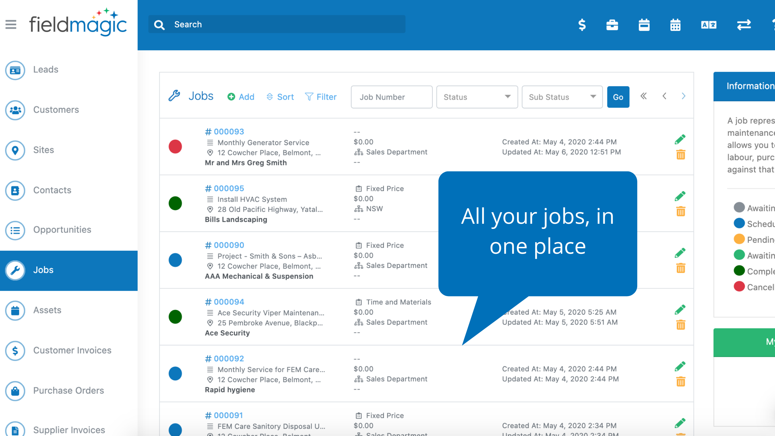 Complete Job Management for Reactive and Scheduled Maintenance