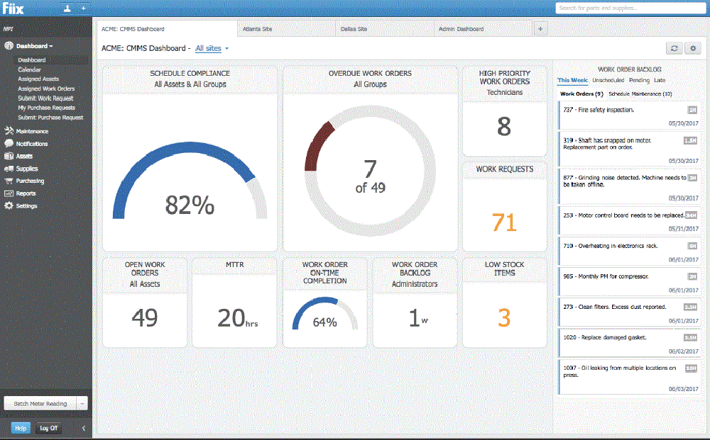 Fiix-Dashboard